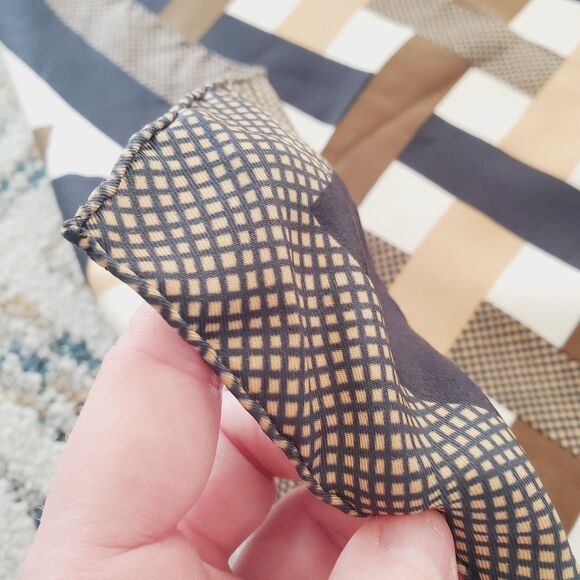 VTG Yves Saint Laurent Print Scarf 33" SQ Brown Stripes Pattern Head Scarf Silk? - Picture 6 of 10